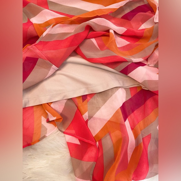 #465 Calvin Klein Printed Asymmetrical Dress size 14 - Picture 11 of 12